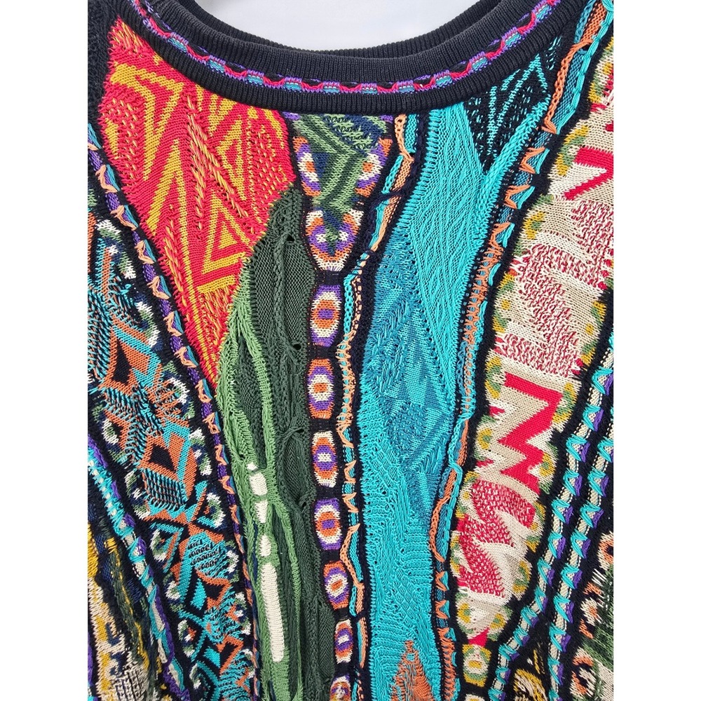 Coogi Australia Vintage 3D Knit Multi-Color Cotton Sweater Mens XL Made in AU - Picture 2 of 7